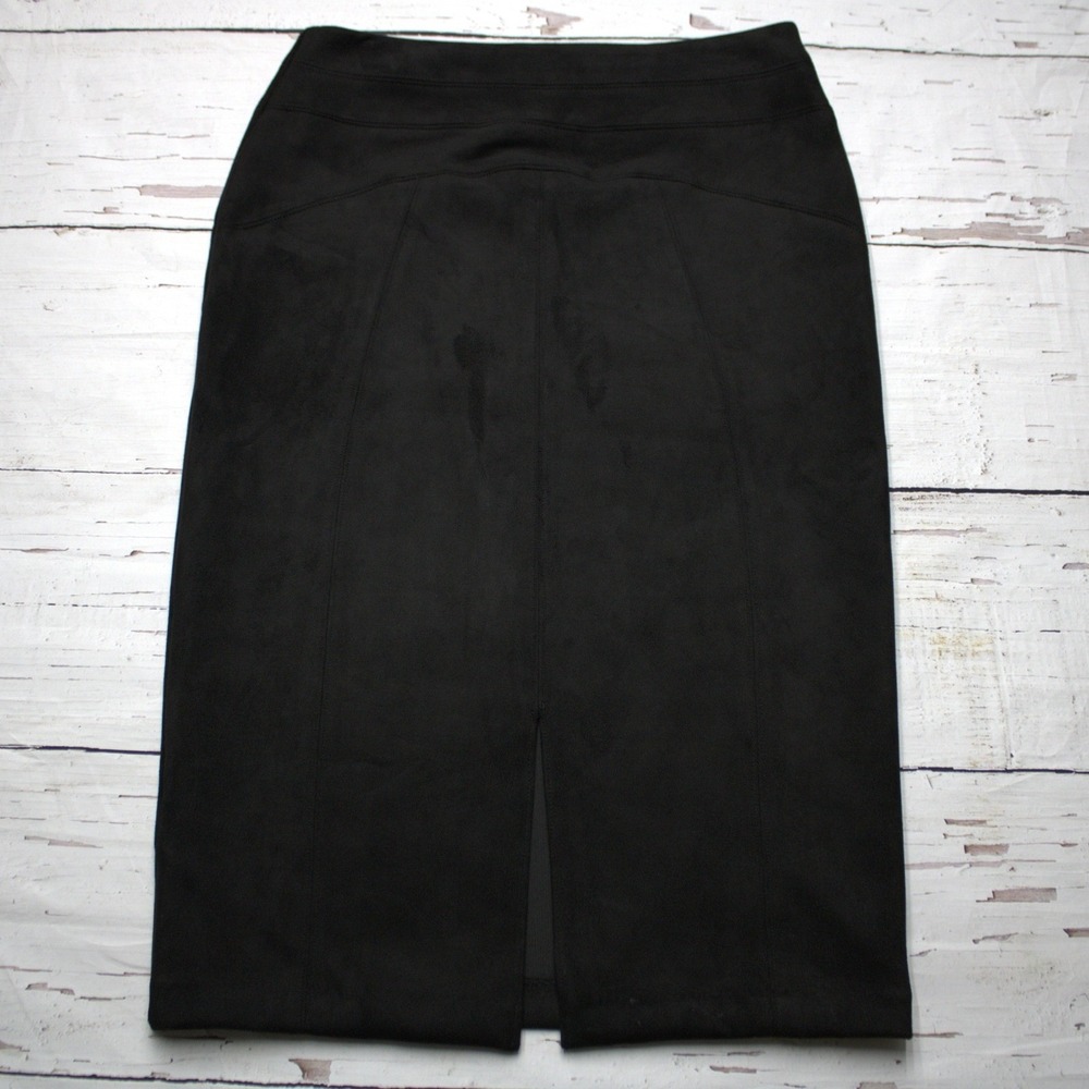 Marc New York Andrew Marc Black Faux Suede Pencil Skirt Small M3MSE319 - Picture 3 of 8